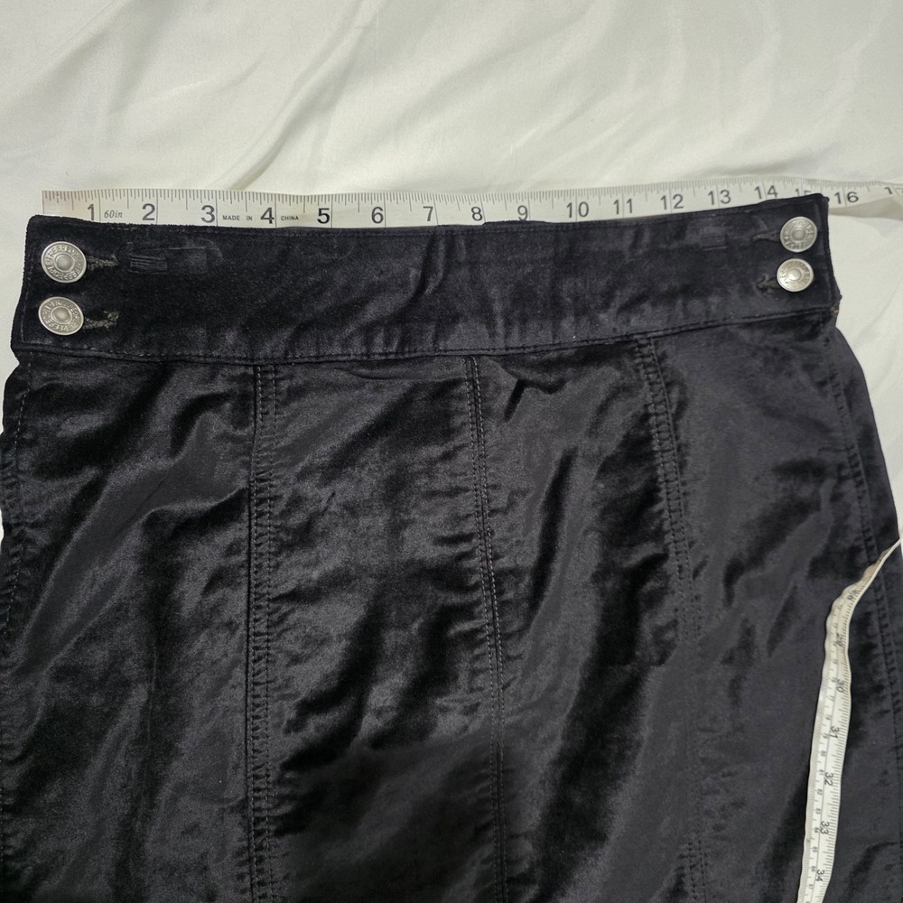Free People Velour Mini Skirt Size 29 Black Whimsigoth Preppy Y2K - Picture 5 of 8